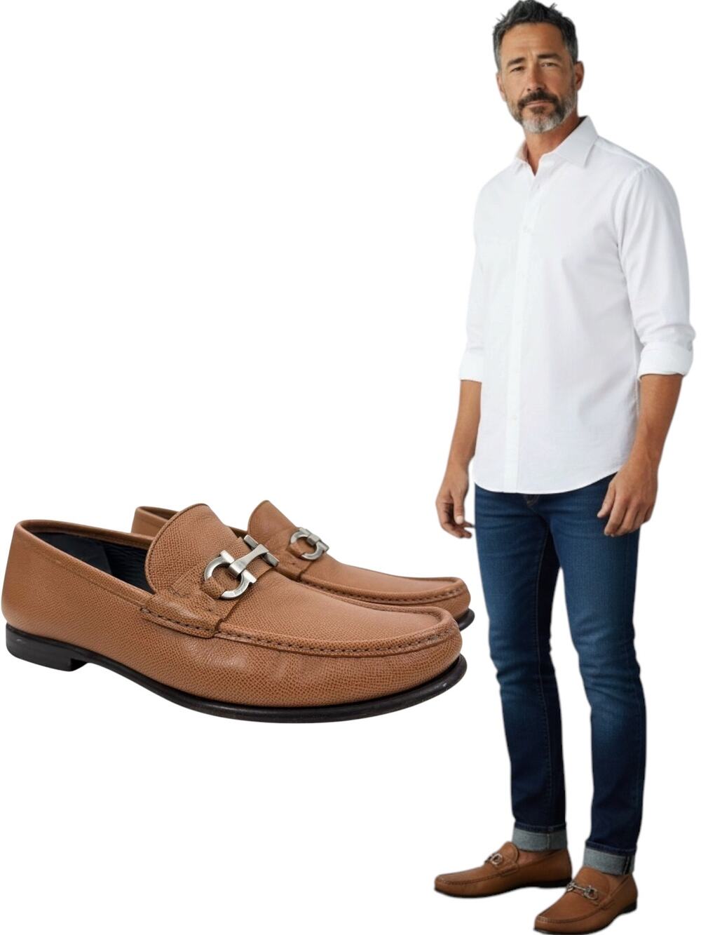 Salvatore Ferragamo Grandioso 2 Gancini Bit Leather Loafers Brown Size 12.5 EEE